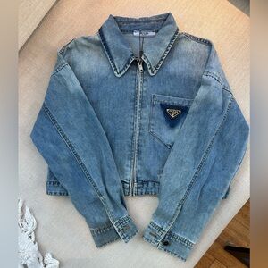 DARLING !! Prada cropped denim jacket 🦋🦋🦋